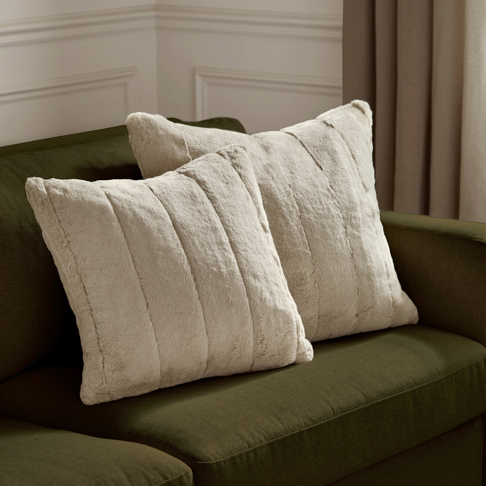 Paoletti Empress Oatmeal Faux Fur Cushion 45 x 45cm Image 6