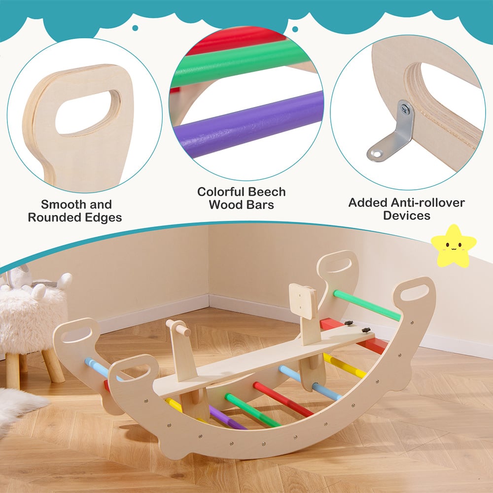 Costway 4 in 1 Multicolour Toddlers Wooden Climbing Toy Image 8