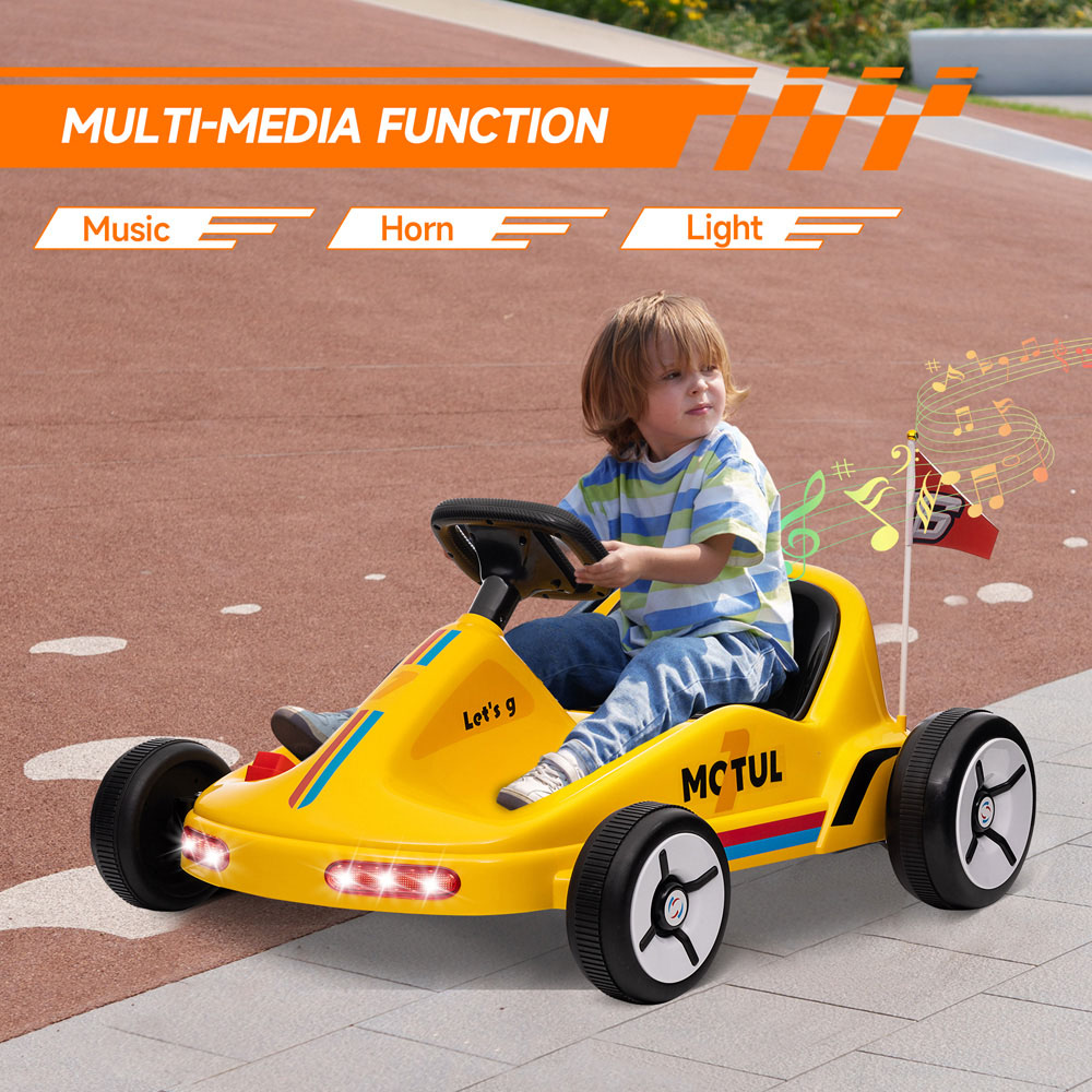 Tommy Toys Yellow Kids Electric Go Kart with Music and Light Image 5