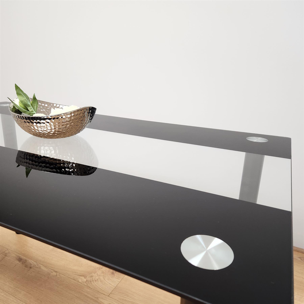 Kosy Koala 4 Seater Black and Clear Glass Dining Table Image 5