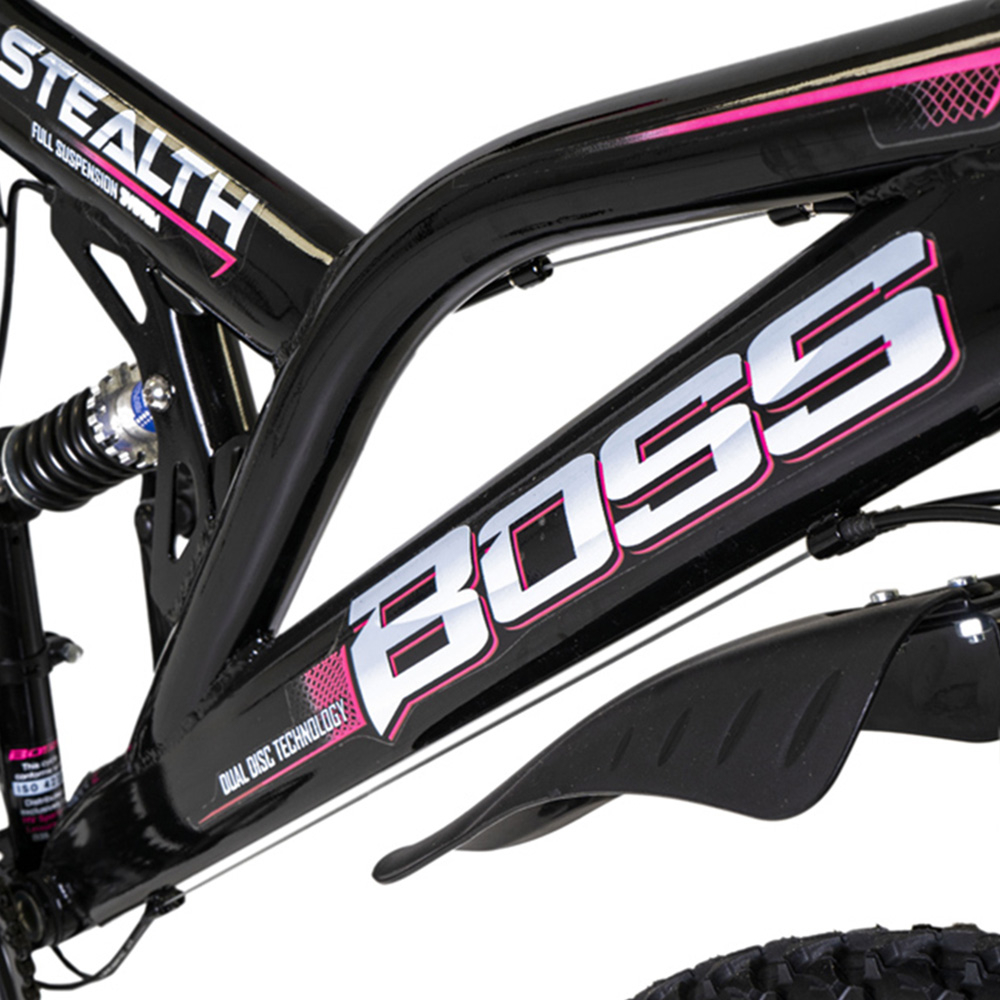 Boss Stealth 26 inch Black Silver and Pink Mountain Bike Image 4