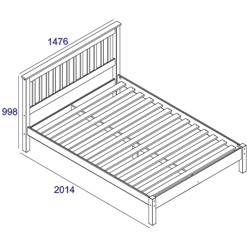 Corona Double Grey Washed Wax Finish Slatted Low End Bedstead Image 3