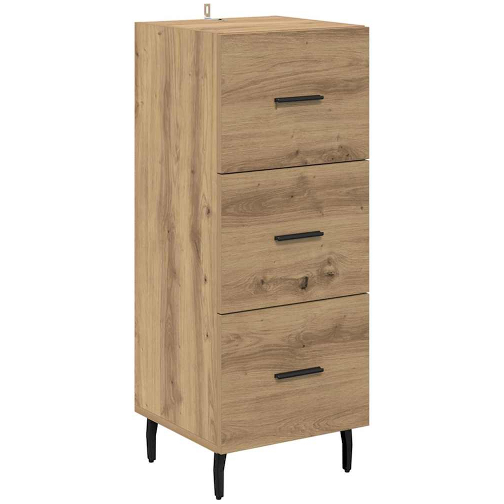 vidaXL Single Door 3 Drawer Artisan Oak Slim Sideboard with Metal Legs Image 6