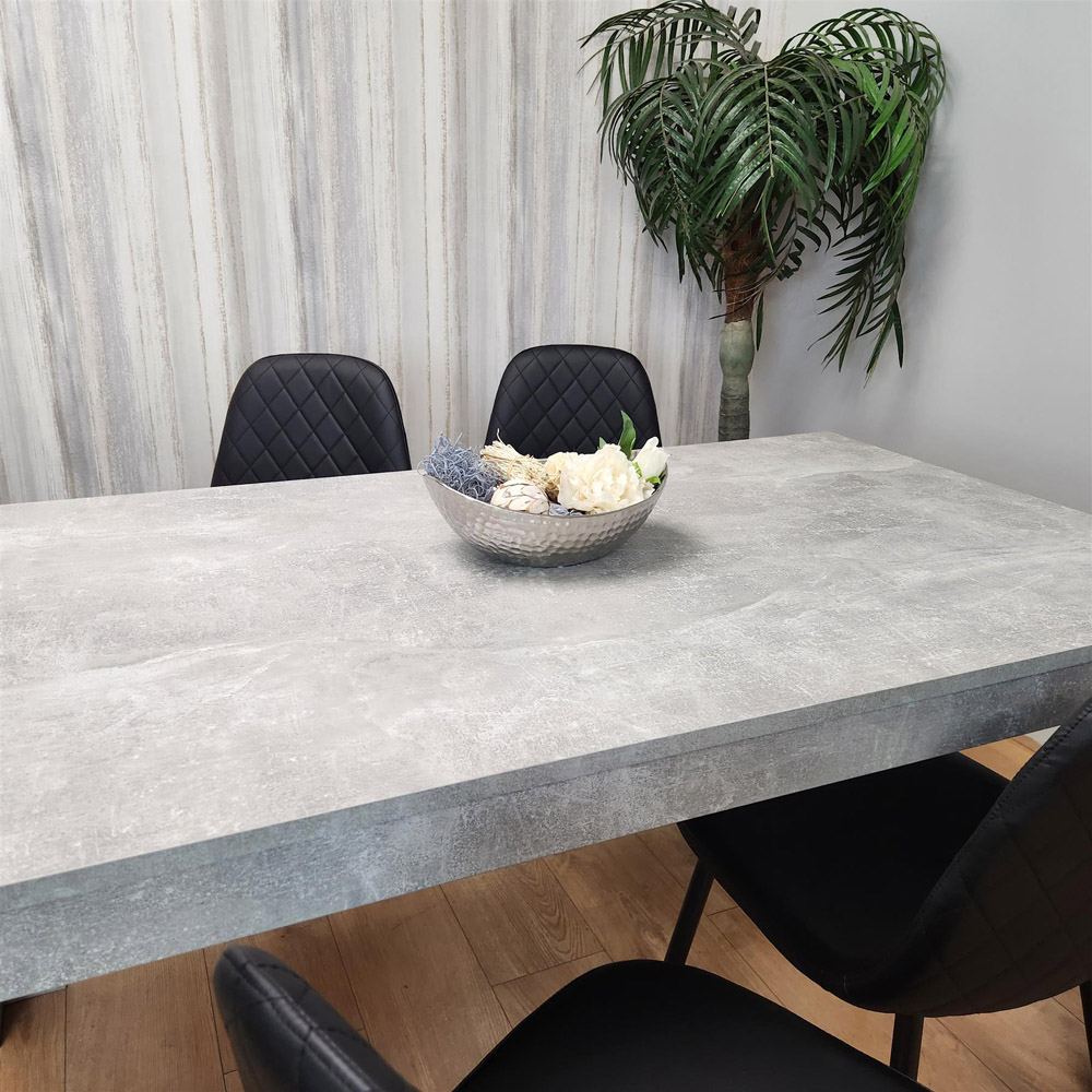Kosy Koala 4 Seater Faux Leather Gem Pattern Dining Set Stone Grey Effect and Black Image 6