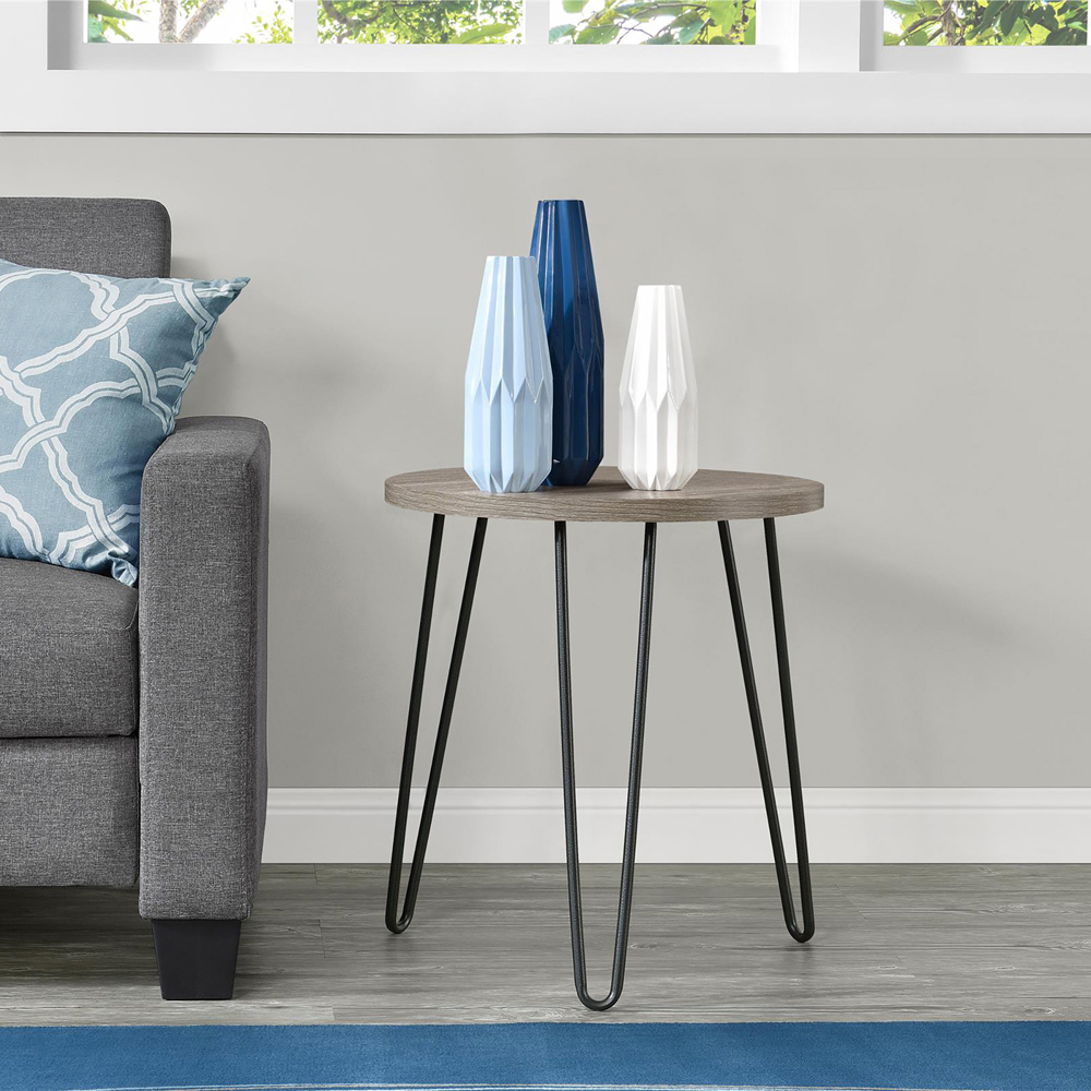 Dorel Owen Grey Oak Round End Table Image 7