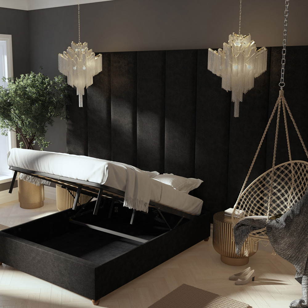 Aspire Furniture Llewelyn-Bowen Luxury Charcoal Kimiyo Linen Wall Mounted Headboard 45cm Image 4