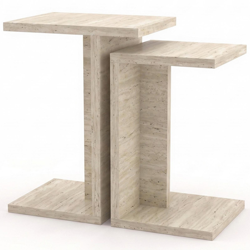Decortie Nero Travertine Side Table Set of 2 Image 2