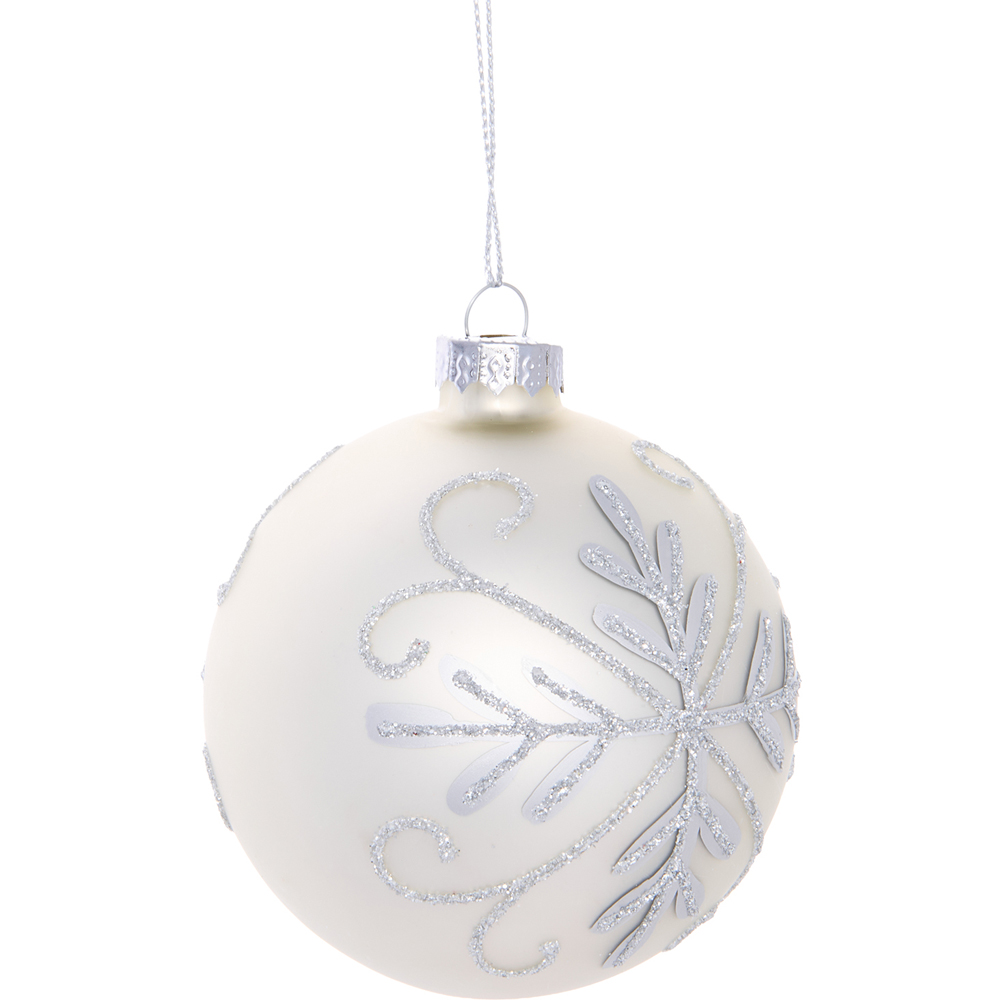 Sparkly Glitter Detail Bauble Silver Image 1