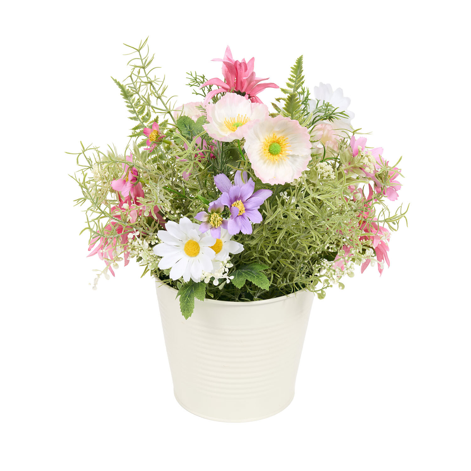 Wild Flower Arrangement in Metal Pot Image 4