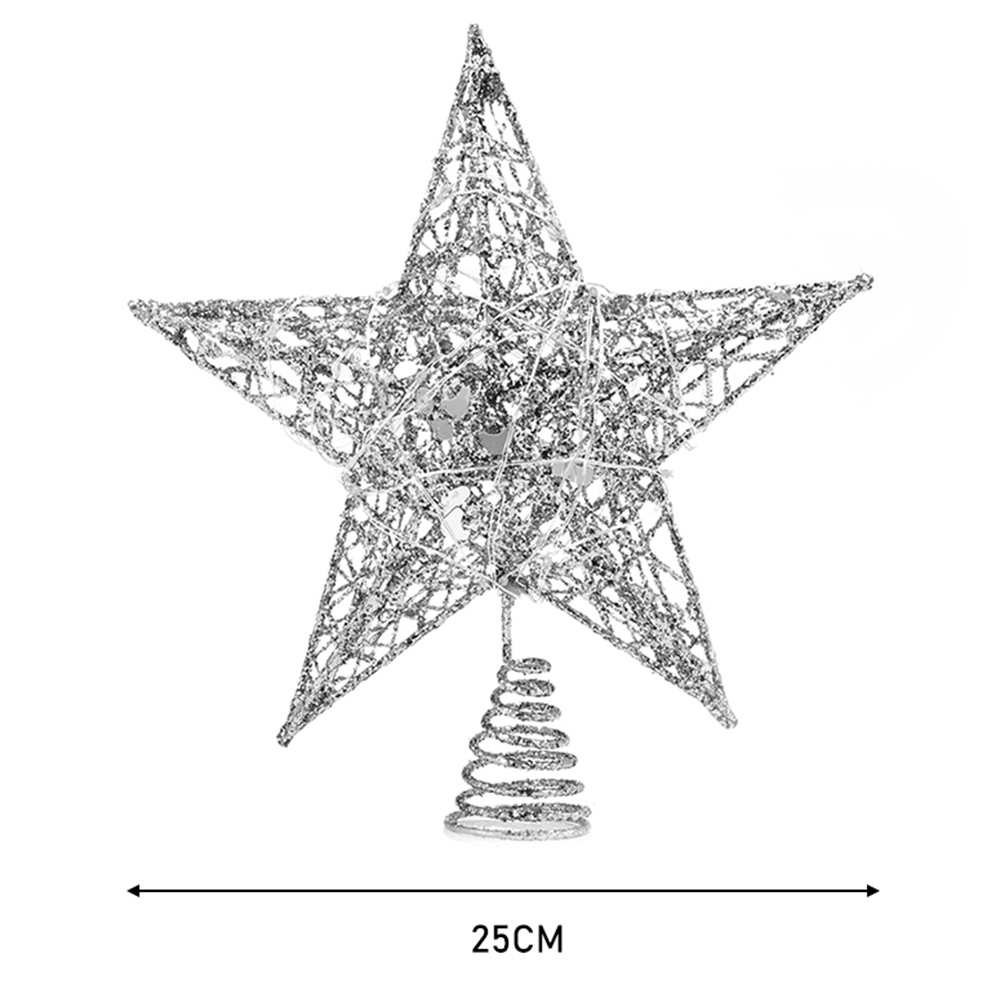 Living and Home Decorative Star Sequins Christmas Tree Topper with LED Light 25cm Image 6