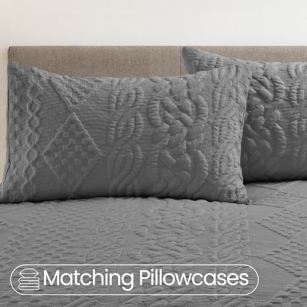Velosso Single Grey Quilted Knit Duvet Set Image 4