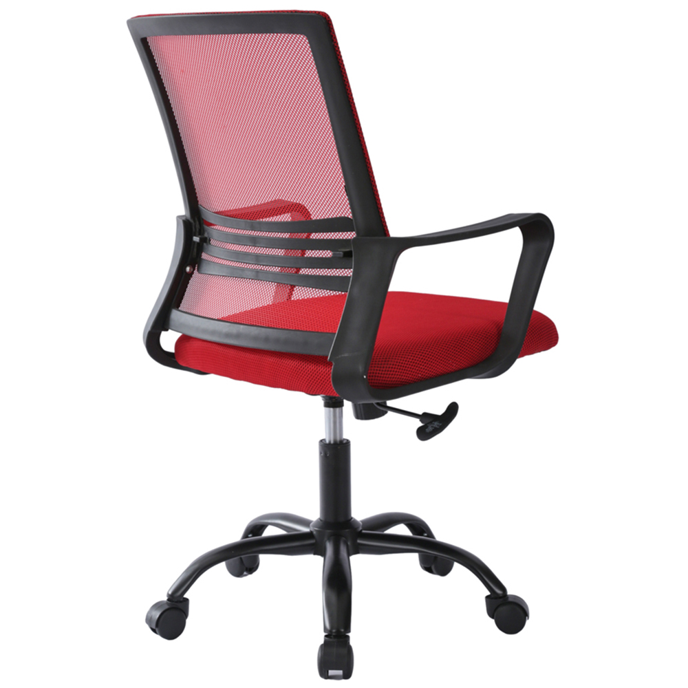 Red Swivel Height Adjustable Mesh Back Office Chair Image 3