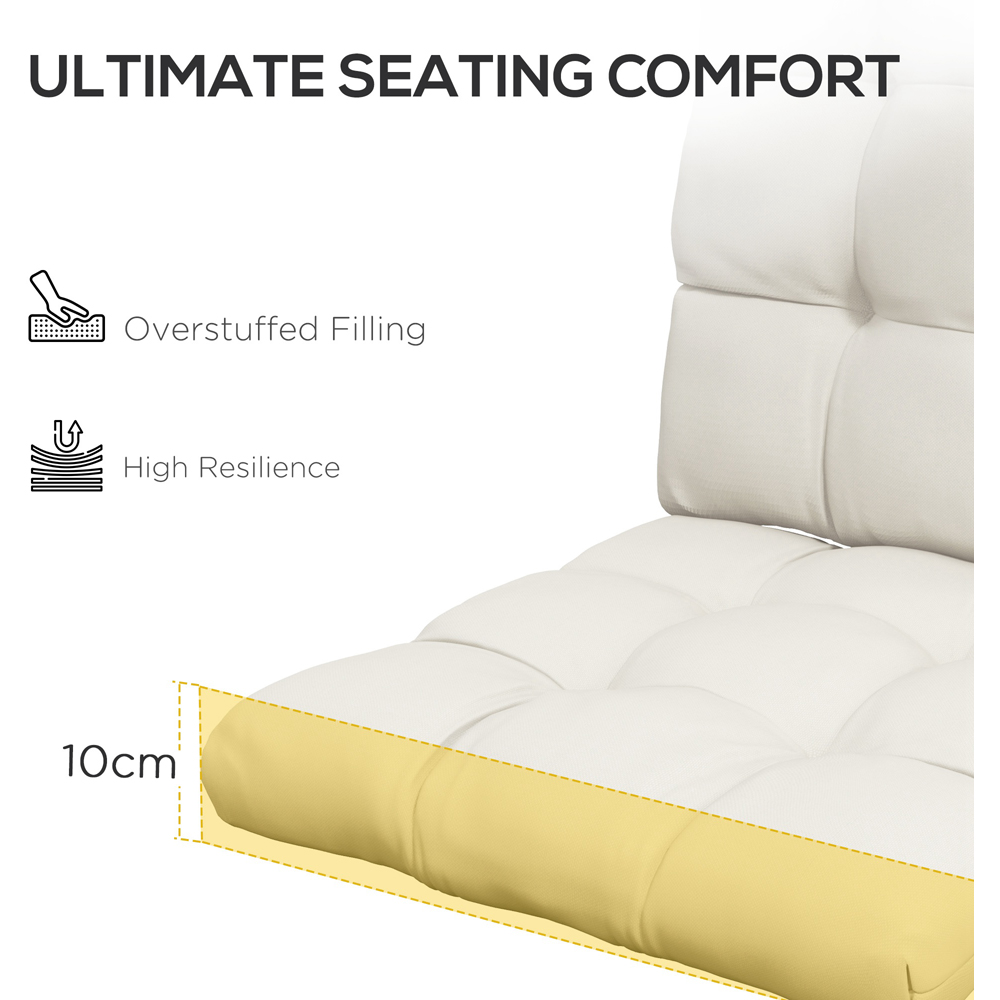 Outsunny Cream White Outdoor Seat Cushion Replacement with Backrest Image 5