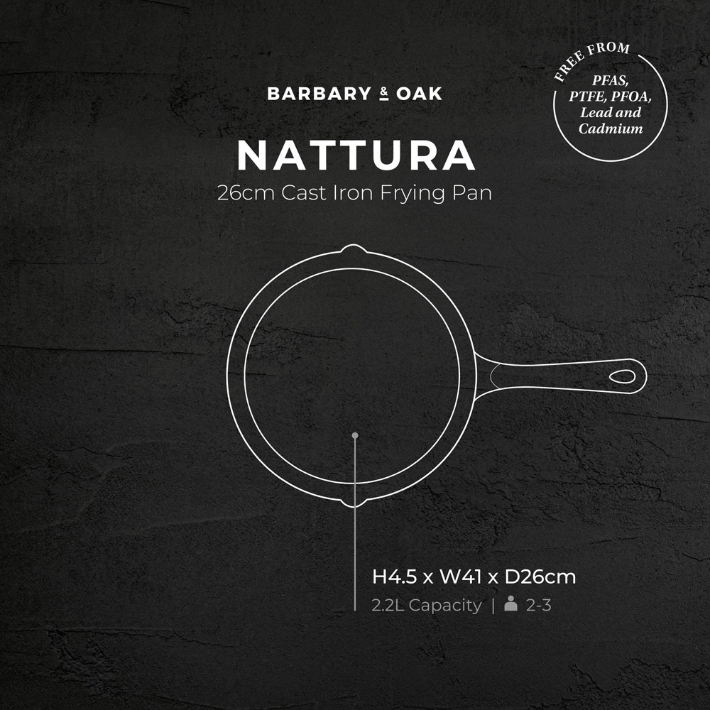 Barbary & Oak Nattura 26cm Agave Cast Iron Frying Pan Image 9