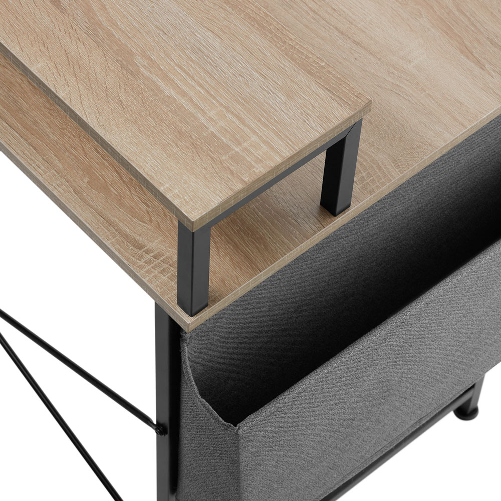 tectake Single Shelf Light Oak Sonoma Wooden Desk with Fabric Bag Image 5