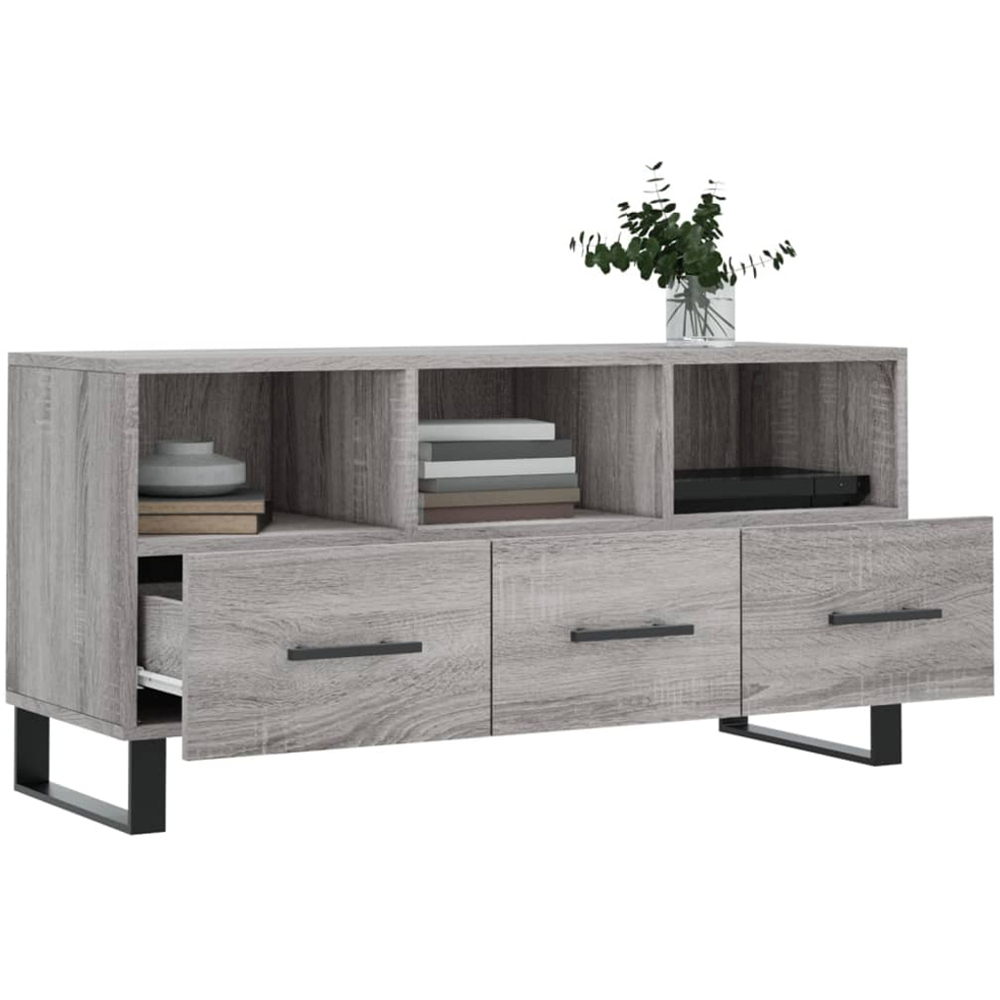 vidaXL 3 Drawer 3 Shelf Grey Sonoma TV Cabinet Image 5