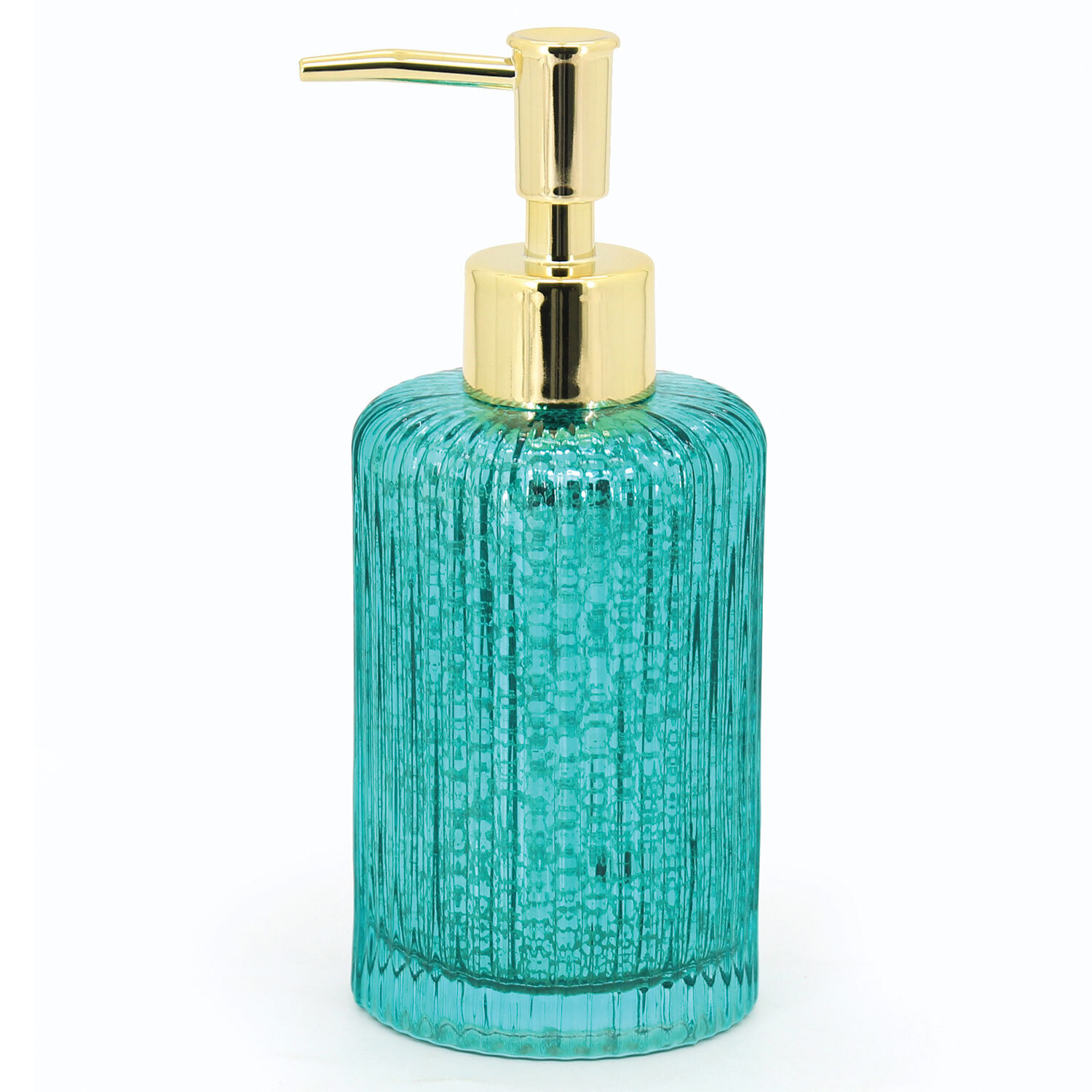 Ridged Glass Soap Dispenser - Aquamarine Image 1