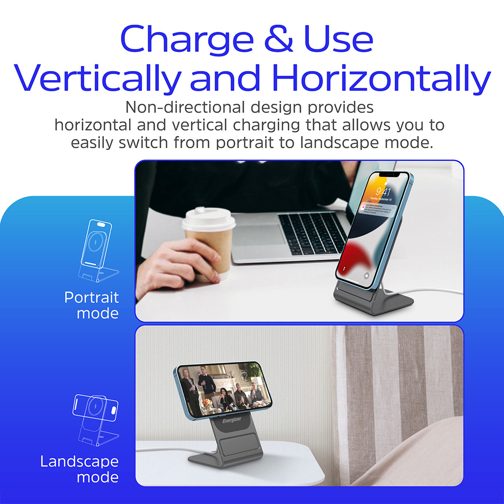 Energizer WCP109 Black QI Wireless Charging Stand 15W Image 7