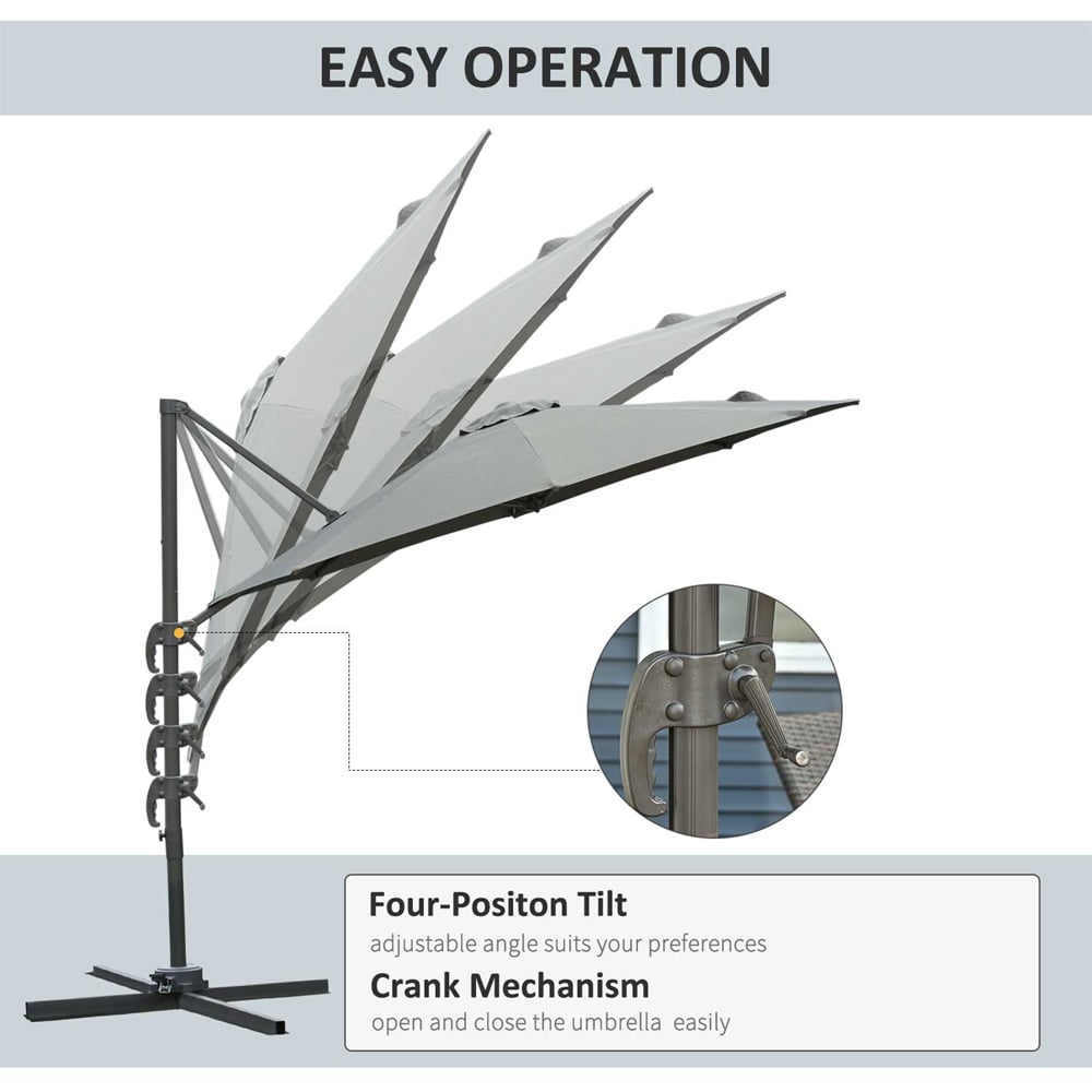 Outsunny Dark Grey Roma Parasol with Cross Base 3m Image 5