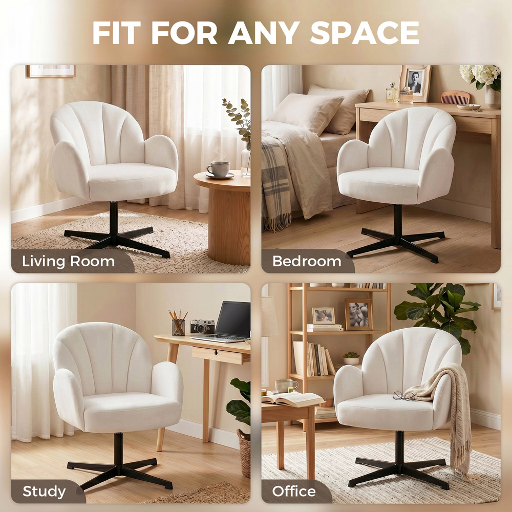 HOMCOM Cream Modern Swivel Accent Chair Image 8
