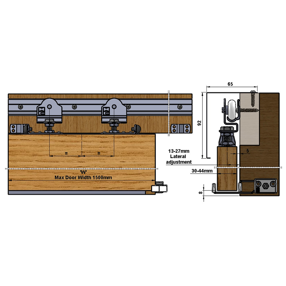Coburn House One Single Door Sliding Entrance Door Track Fixing Kit 900-1050mm Image 4