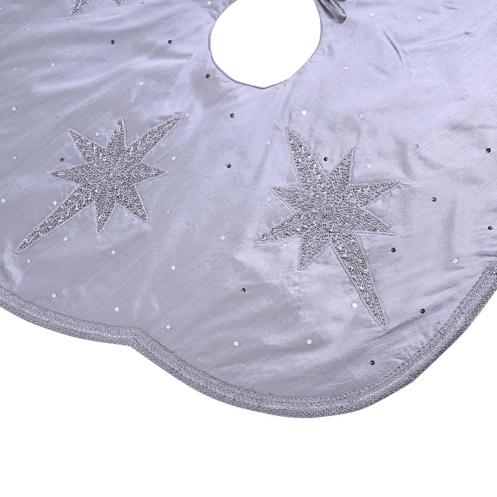 The Christmas Gift Co Grey Star Hand Embellished Christmas Tree Skirt Image 2