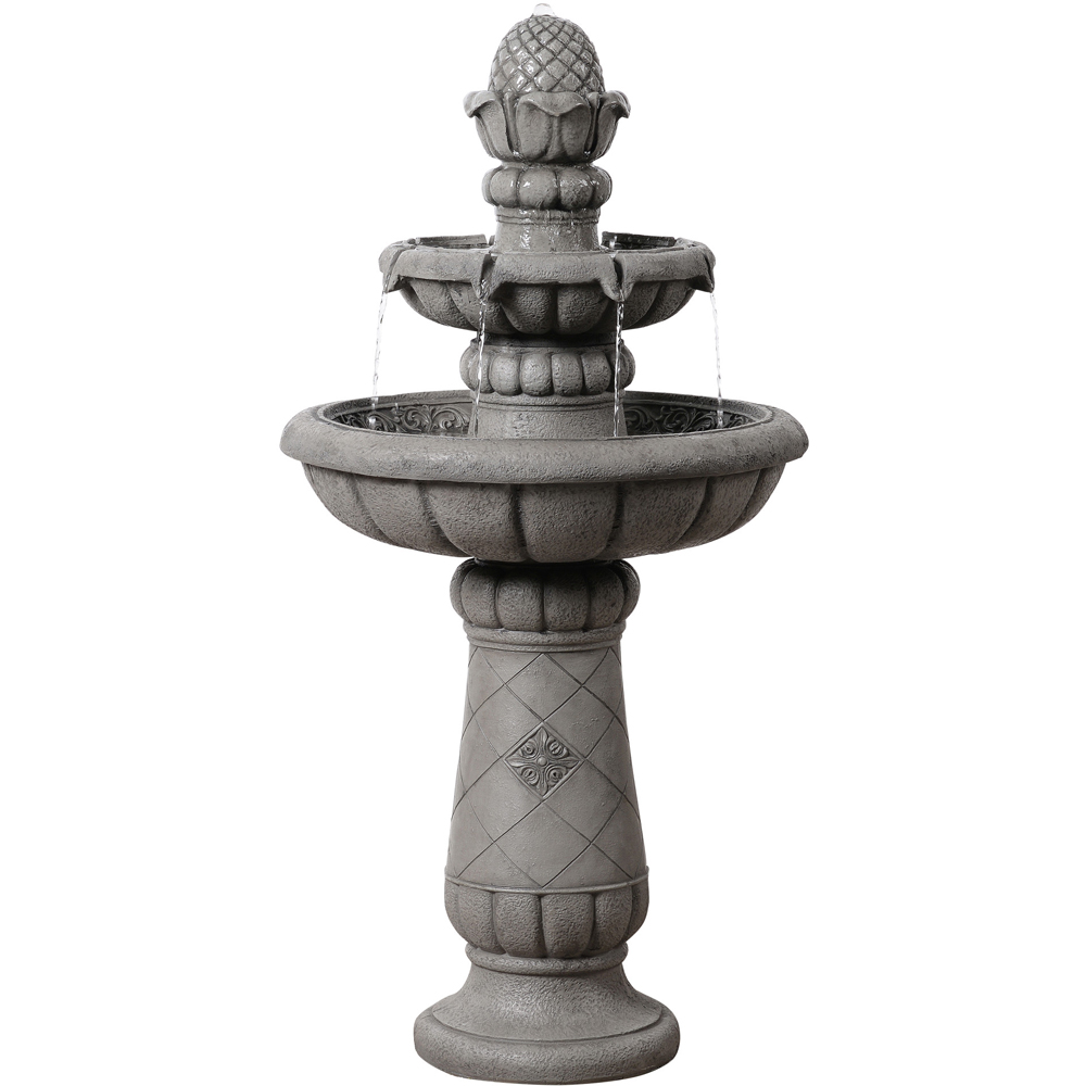Teamson Home 2-Tier Light Grey Birdbath Water Fountain 99cm Image 3