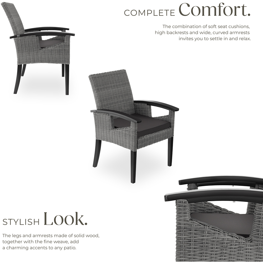 tectake Rosarno Grey Rattan Wooden Frame Garden Chair Image 3