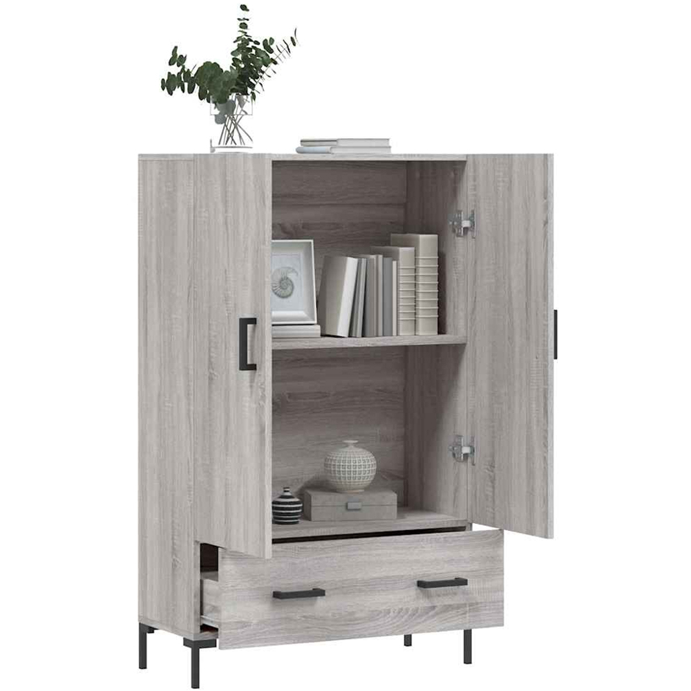 vidaXL 2 Door Single Drawer Grey Sonoma Highboard Image 4