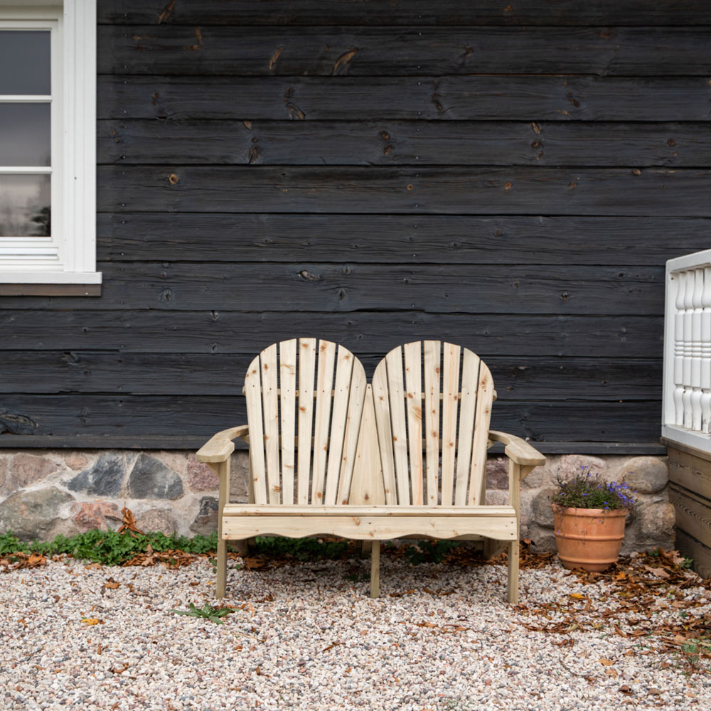 Outdoor Living 2 Seater Wooden Adirondack Relax Garden Bench Image 5