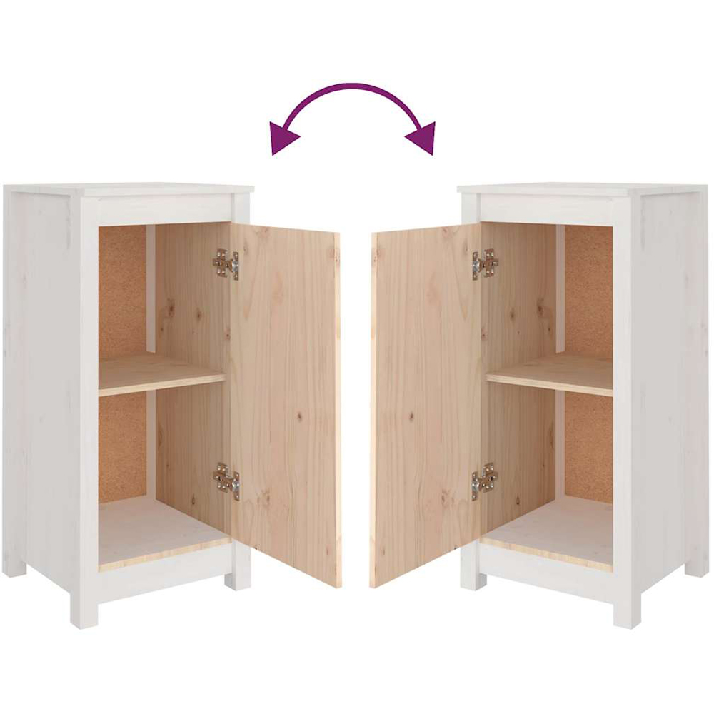 vidaXL Single Door White Pine Wood Sideboard Image 5