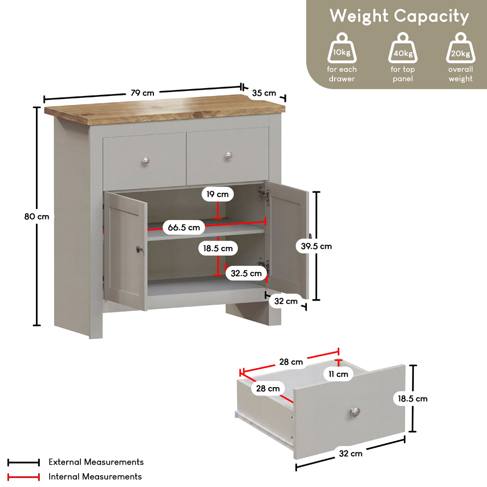 VIDA DESIGNS Arlington 2 Door 2 Drawer Grey Sideboard Image 9