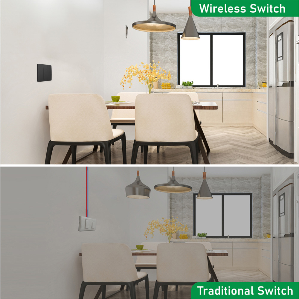 ENER-J 3 Gang Black Wireless Non Dimmable Kinetic Switch Image 5