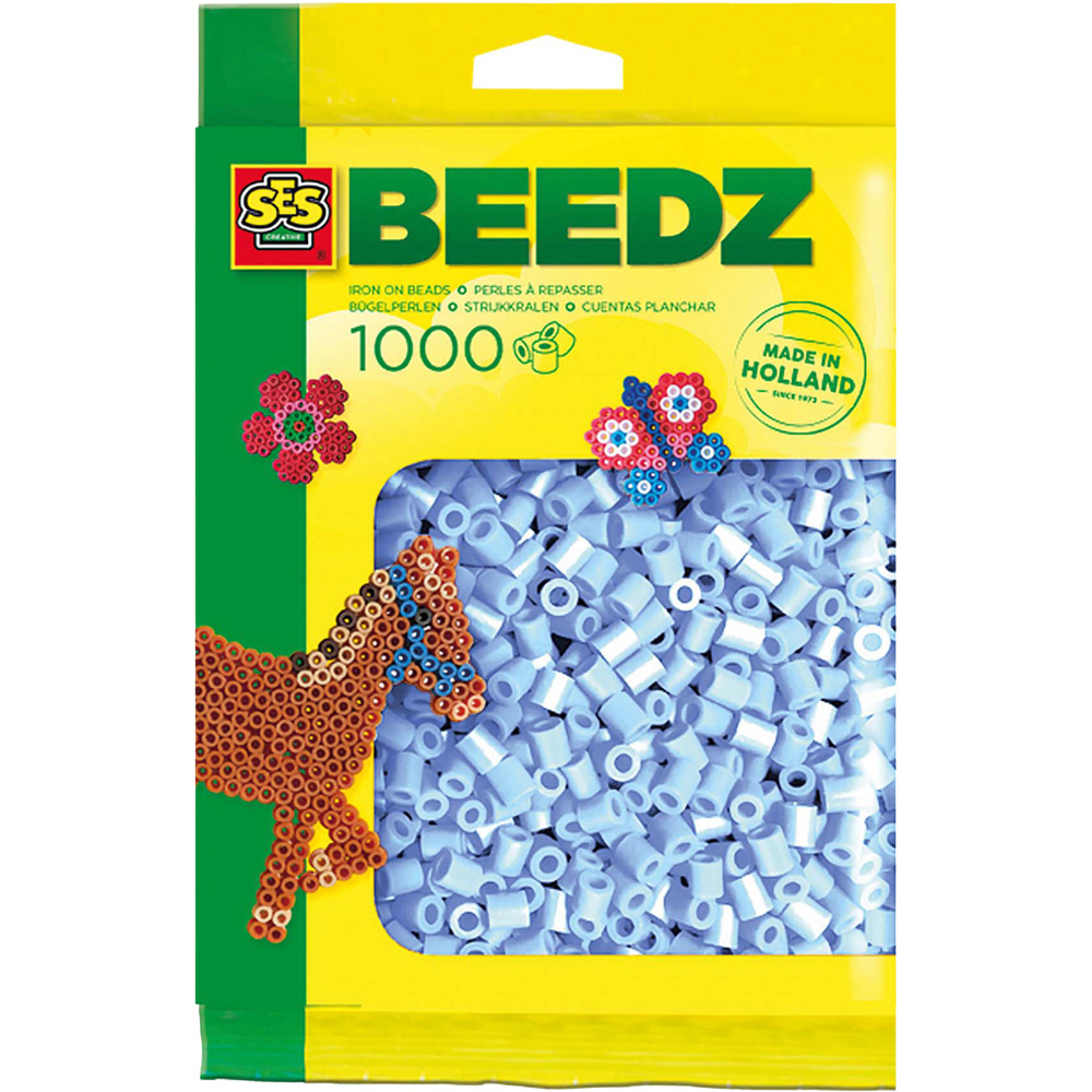 SES Creative Beedz Light Blue Iron On Beads 1000 Piece  Image 1