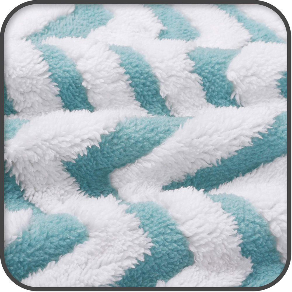 Velosso Duck Egg Chevron Sherpa Throw 100 x 150cm Image 3