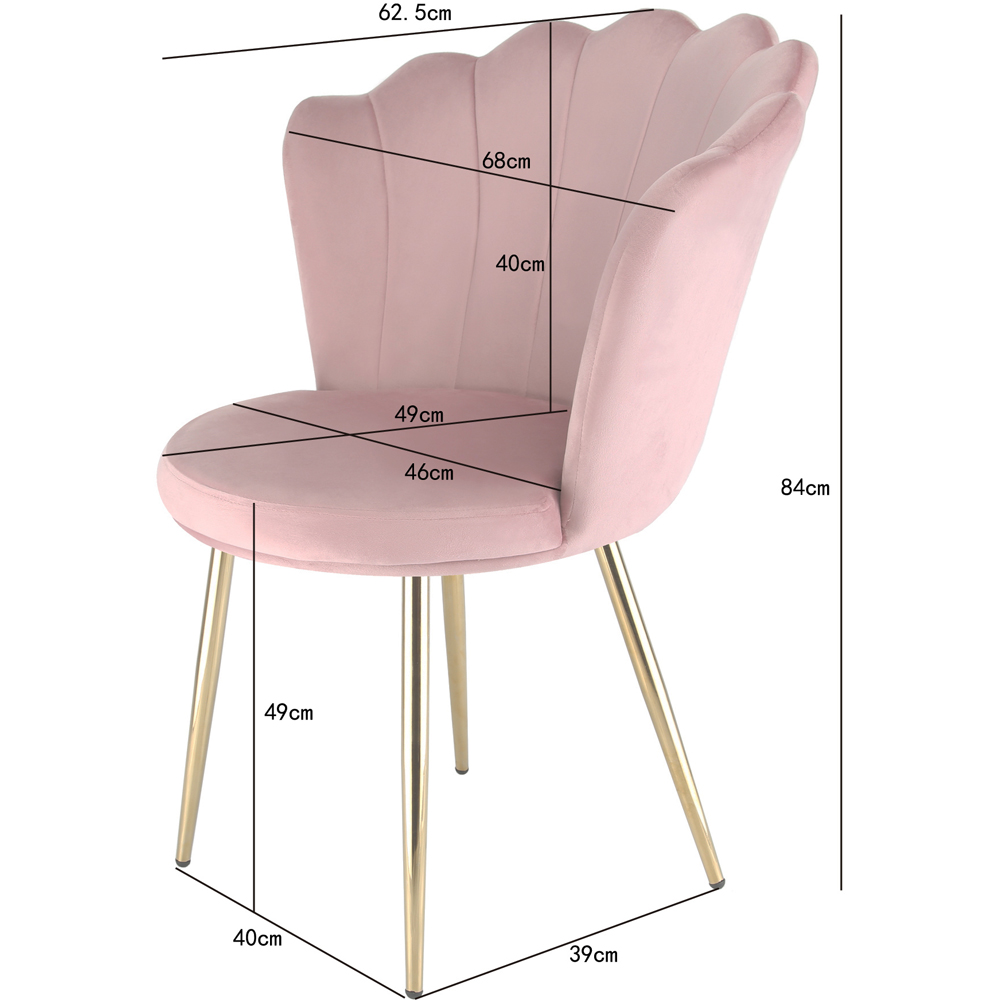 Freya Petal Back Accent Chair Velvet Uphostery - Pink Image 7