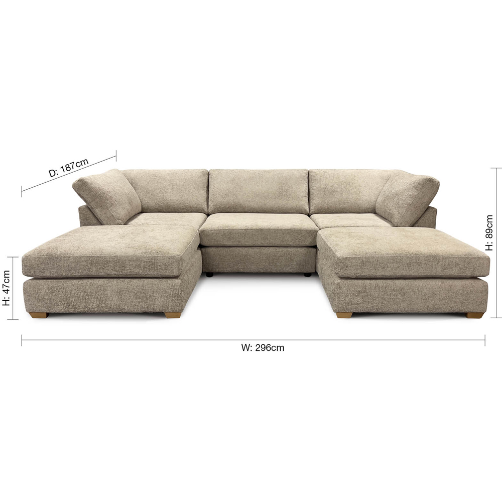 Carina Enzo 5 Seater Stone U-Shape Sofa Image 9