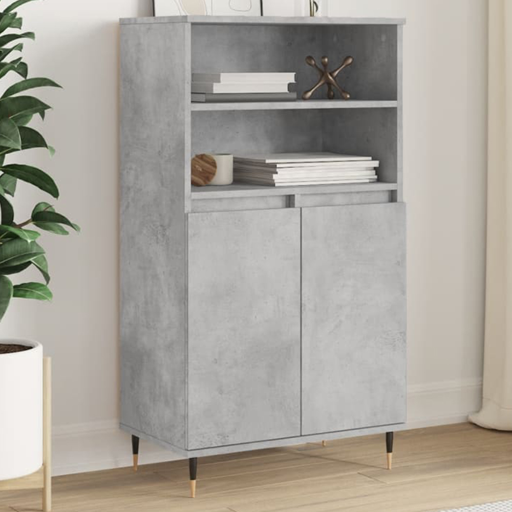 vidaXL 2 Door 2 Shelf Concrete Grey Highboard Image 1
