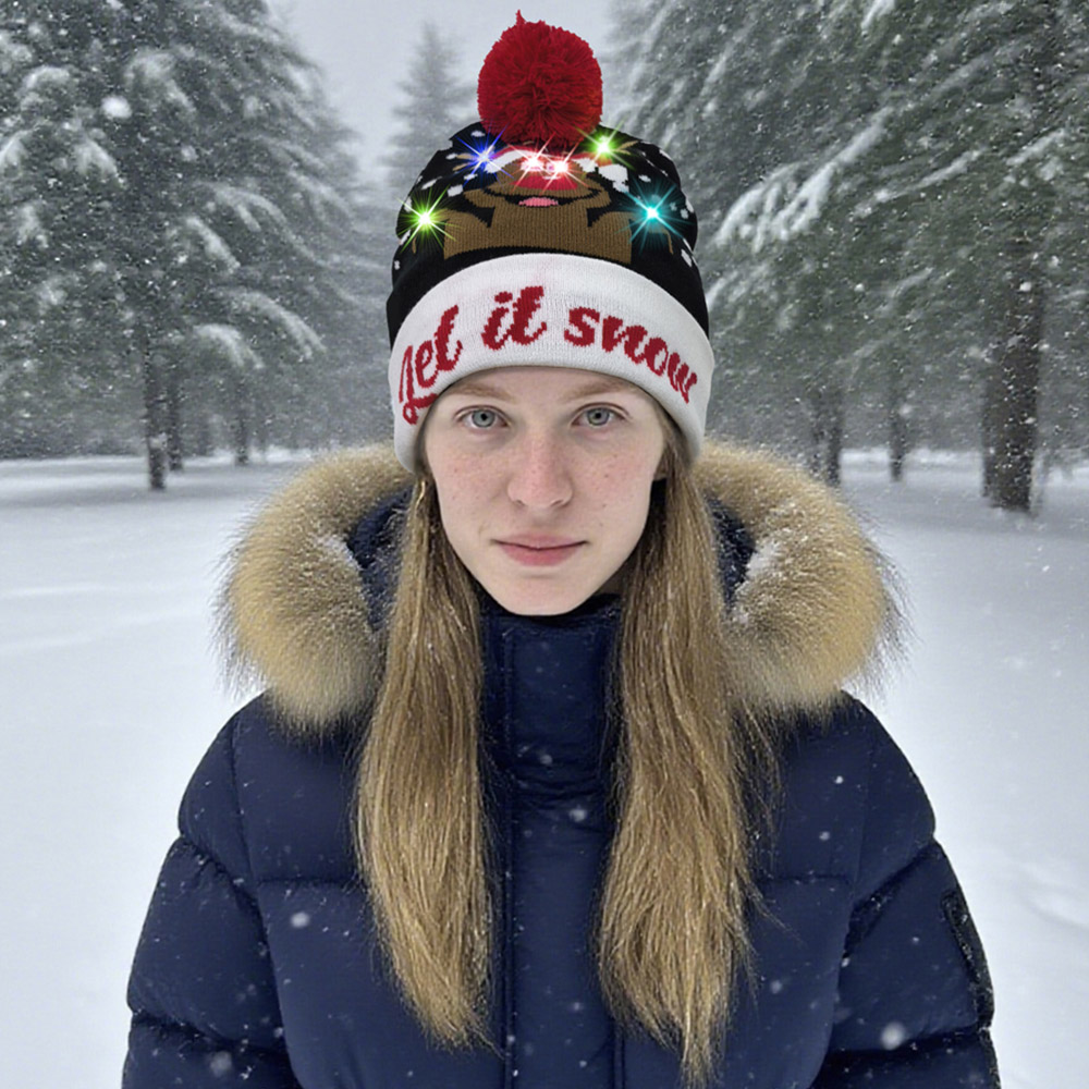 Noel Square Black Let It Snow Xmas Hat Image 2