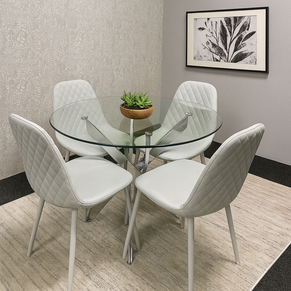 Kosy Koala Maya Gem 4 Seater Round Glass Dining Set Grey Image 5