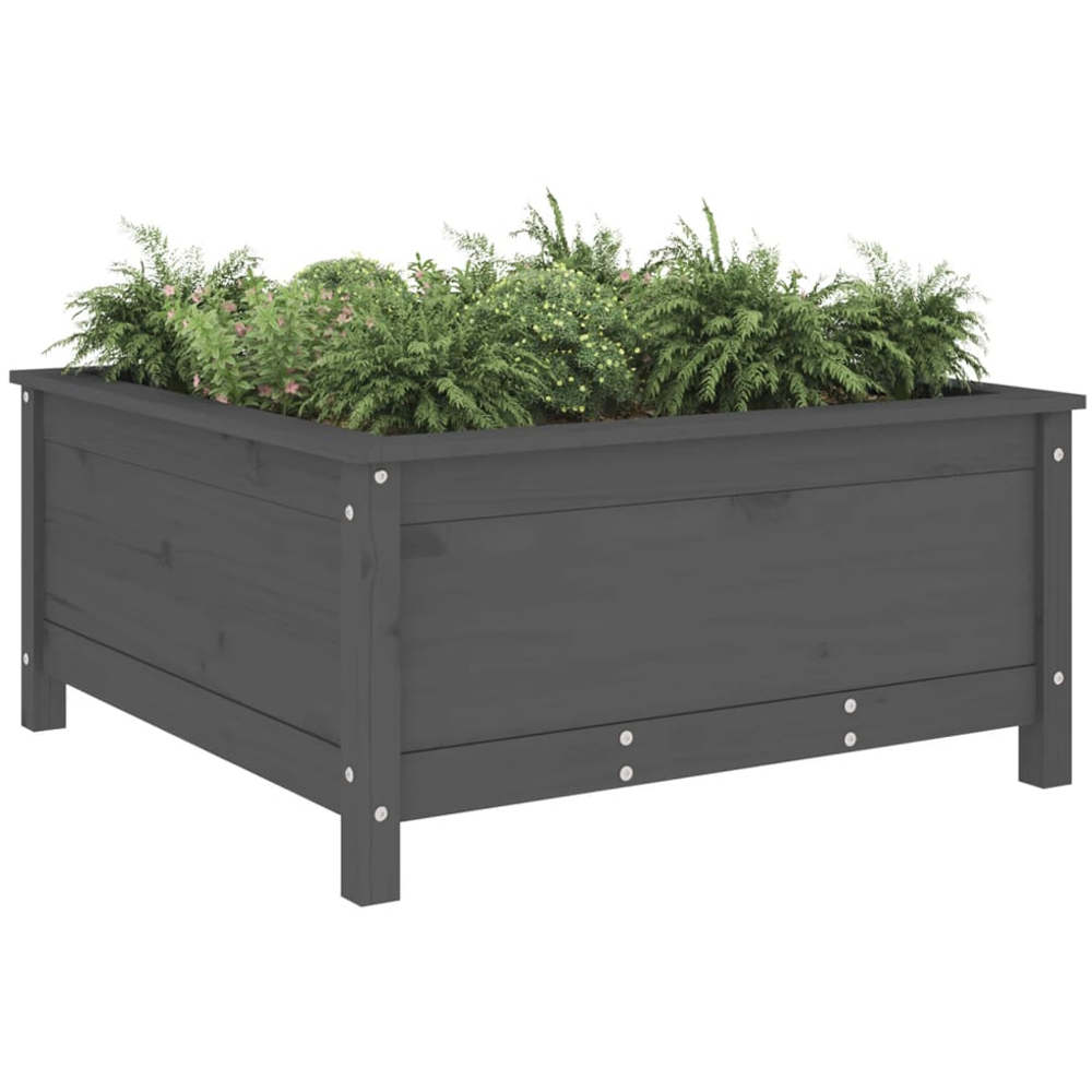 vidaXL Grey Solid Pine Wood Garden Planter 82.5 x 82.5 x 39cm Image 2