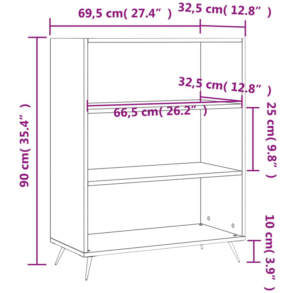 vidaXL 3 Shelf White Small Bookcase Image 9