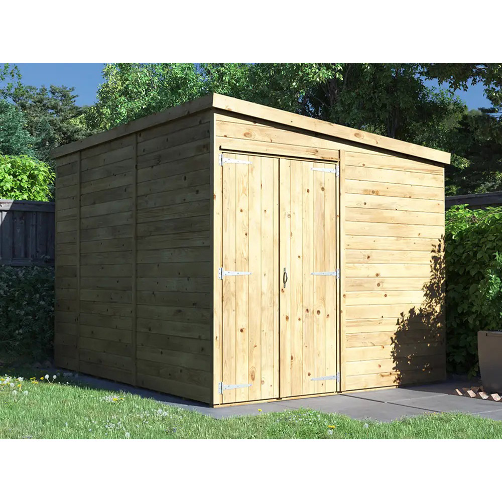 Dunster House Overlord 8 x 10ft Modular Brown Timber Pent Garden Shed Image 3
