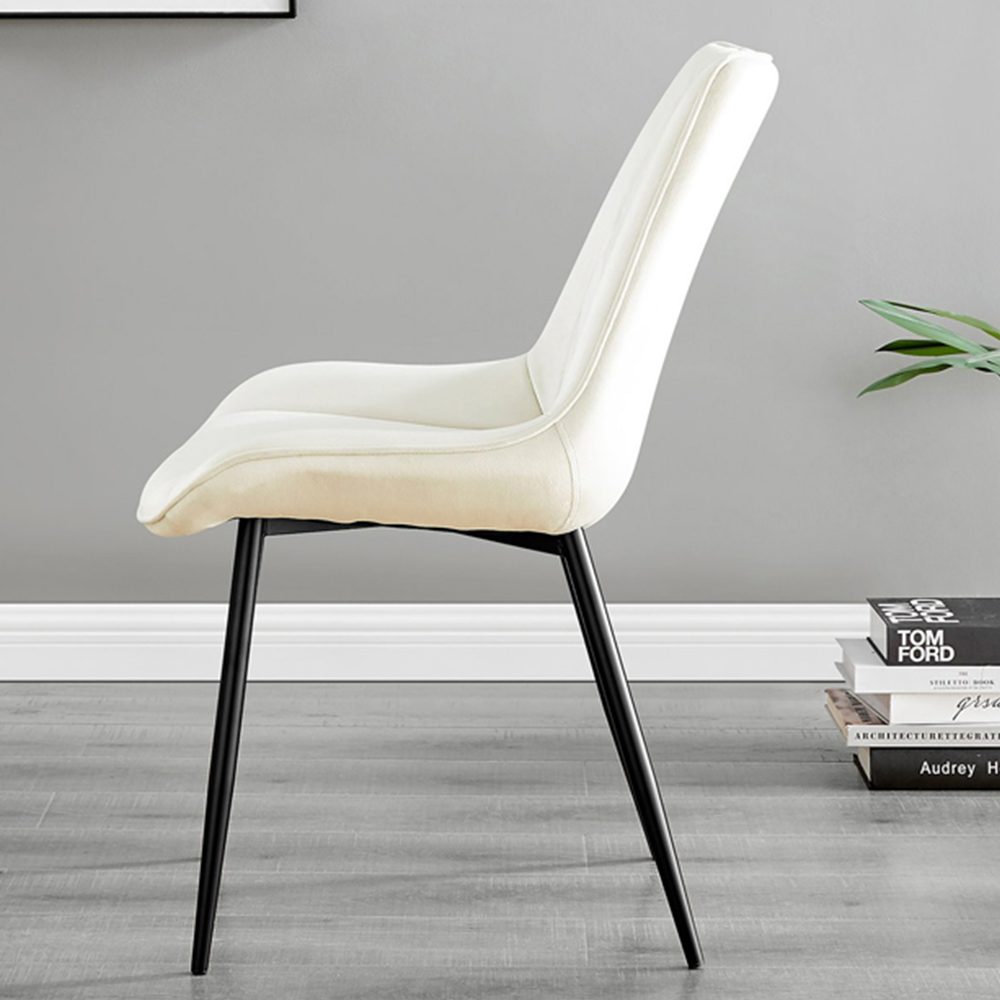 Furniturebox Lucia Cesano 6 Seater Dining Set Black Gloss and Cream Image 4