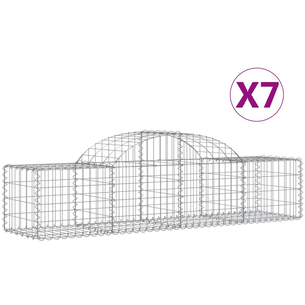 vidaXL Silver Galvanised Iron Arched Gabion Basket 200 x 50 x 40/60cm 7 Pack Image 4