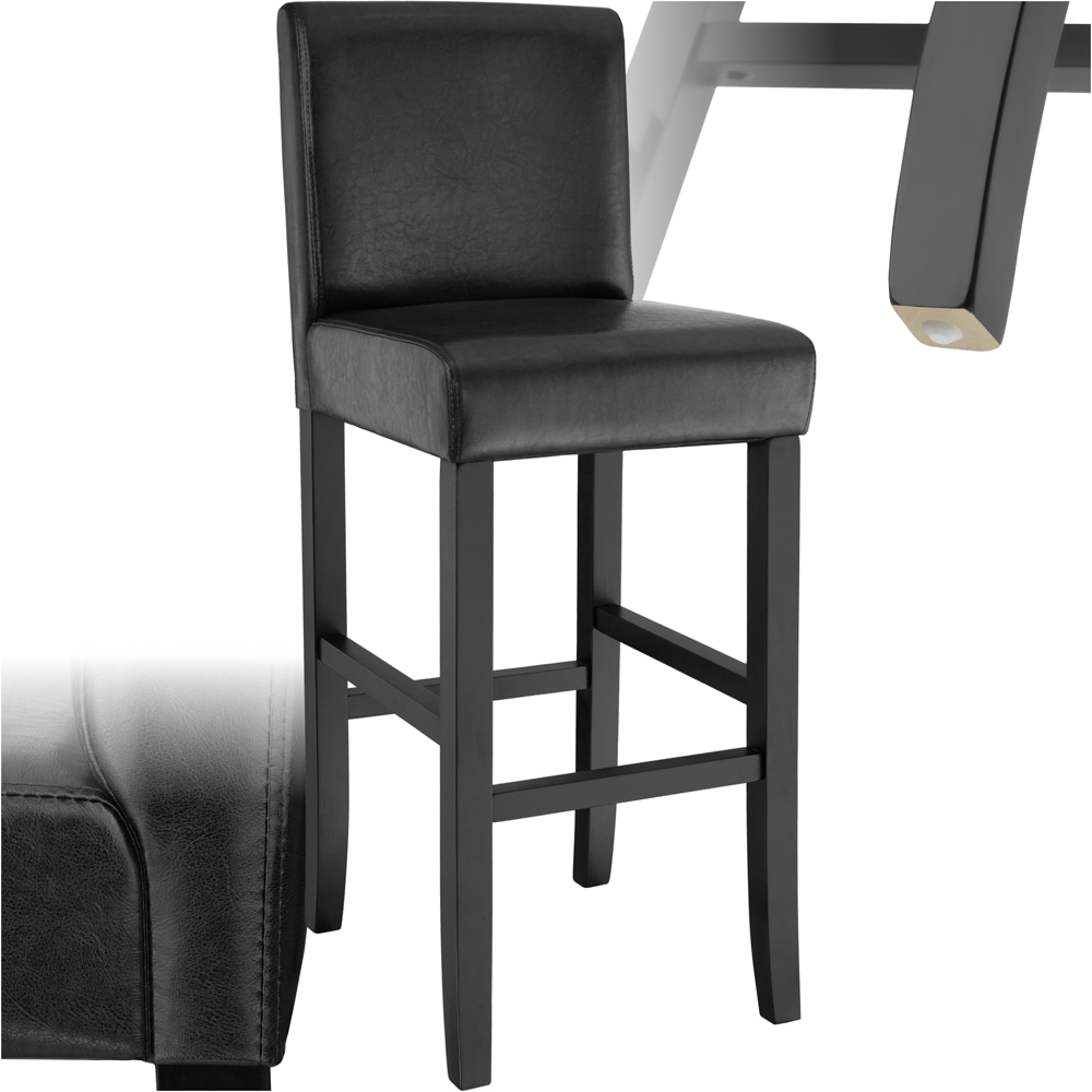 Tectake Black Leather Padded Bar Stool Image 2