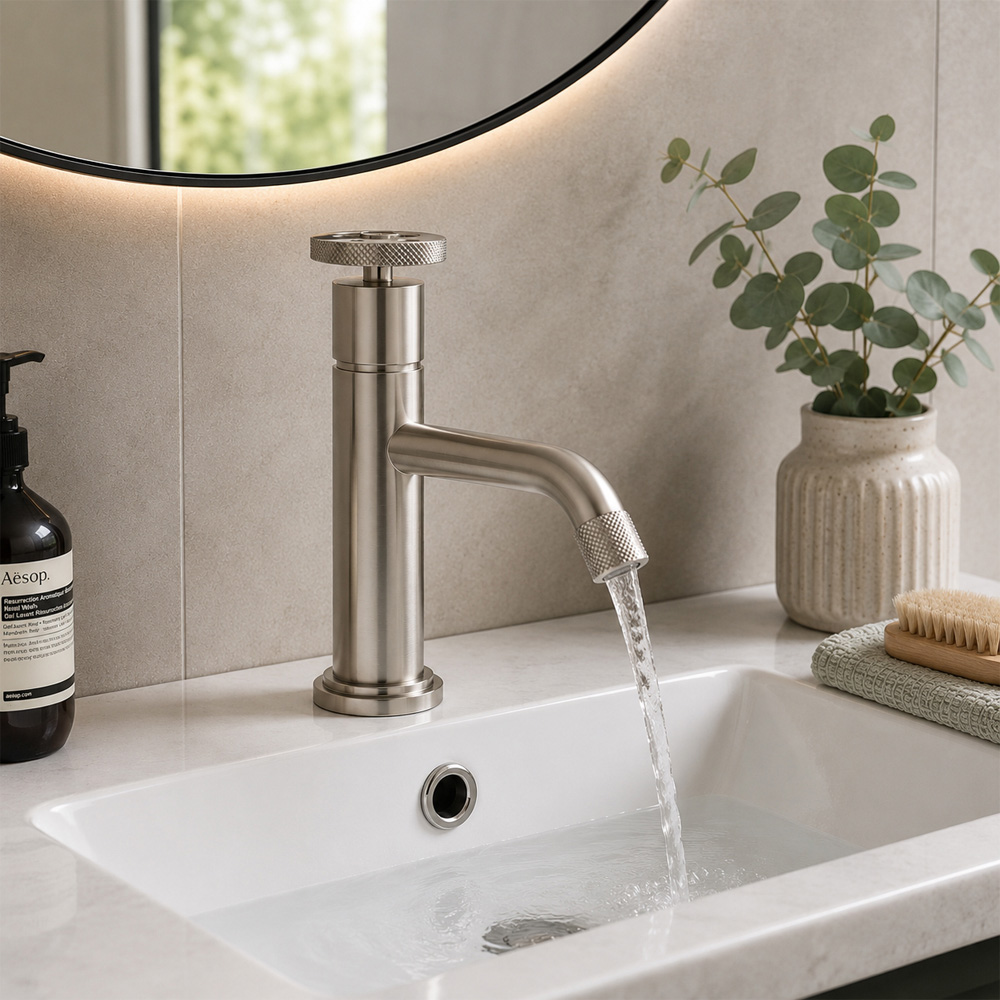 Go Bathrooms Urban Brushed Nickel Mono Basin Mixer Tap Image 3