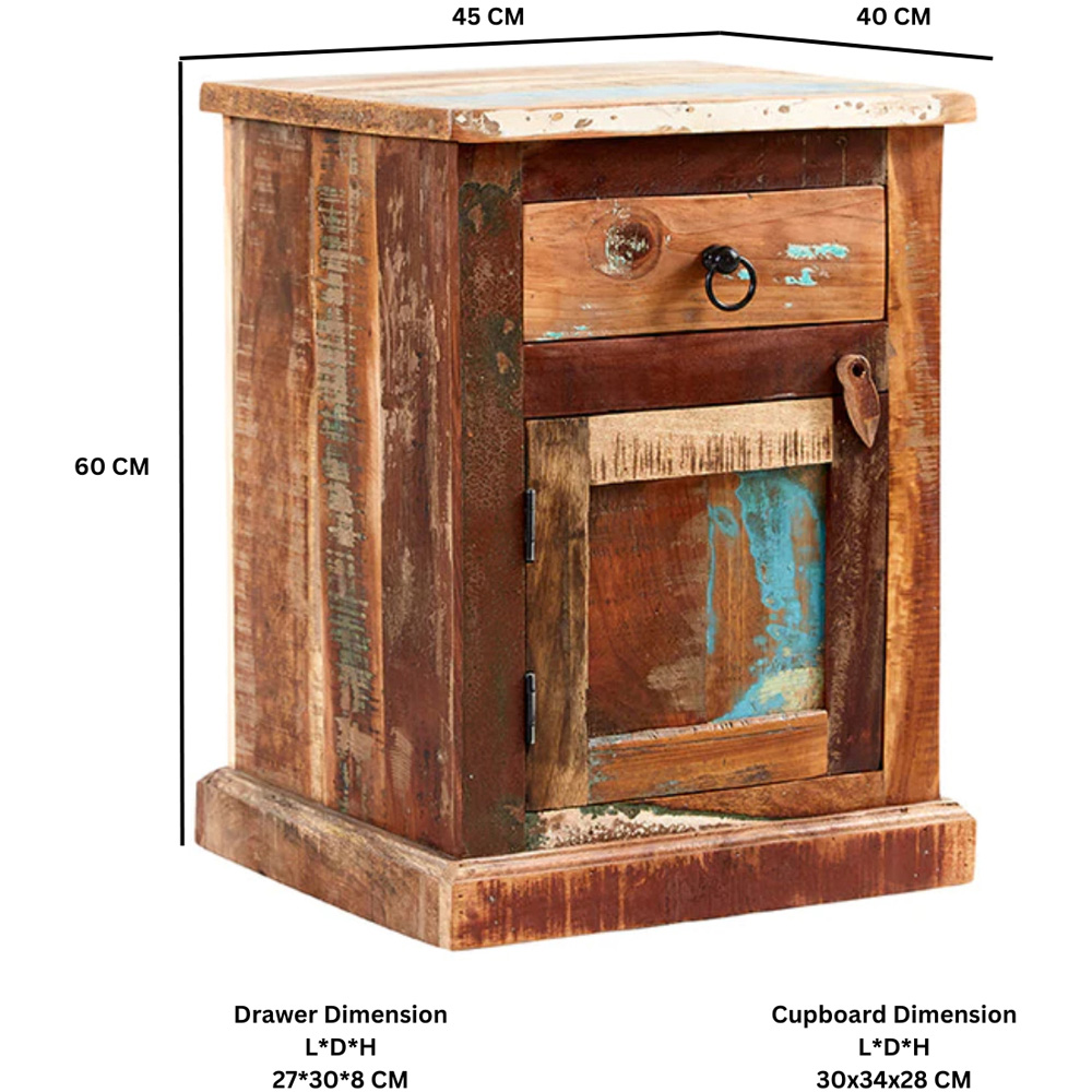 Brooklyn Camea Single Door Single Drawer Wooden Bedside Table Image 4