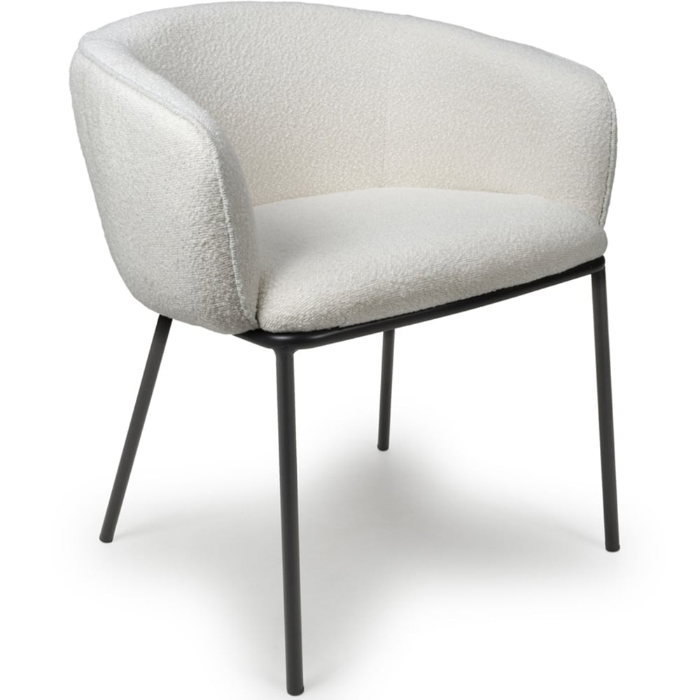 Shankar Lola Set of 2 White Boucle Dining Chair Image 2