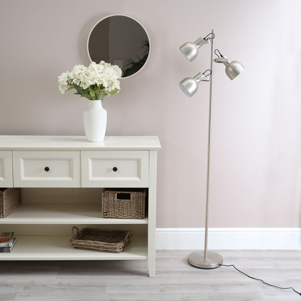 ValueLights Albie Chrome 3 Way Adjustable LED Floor Lamp Image 3